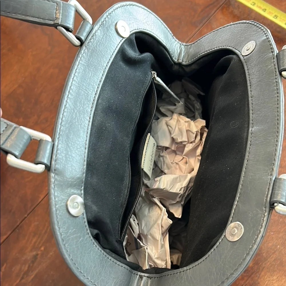Liz Claiborne Charcoal Gray Faux Leather Clutch